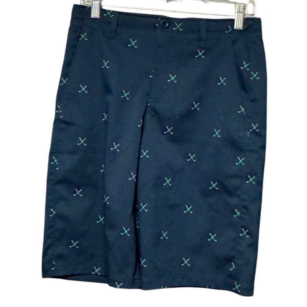 NWT Under Armour Boy's New Golf Club Print Navy Blue Athletic Shorts